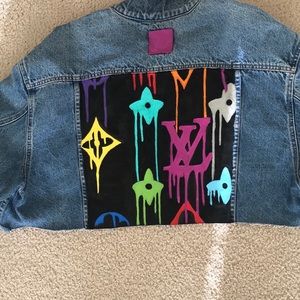 Hand painted cropped jean jacket